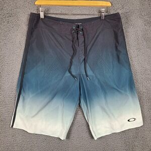 Oakley Mens Performance Fit Board Shorts 32 Blue Black Ombre Gradient Surf Swim